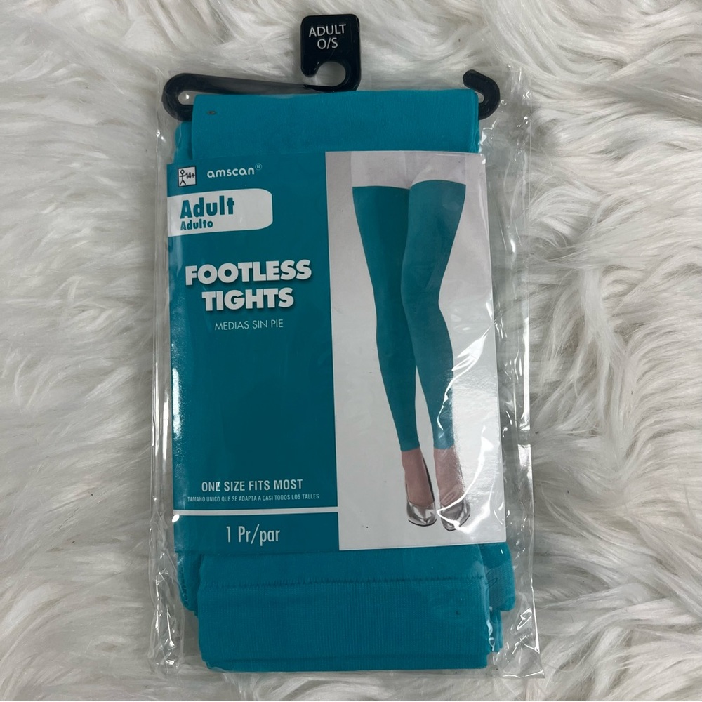 Teal Blue Footless Tights NEW adult one size fits most turquoise